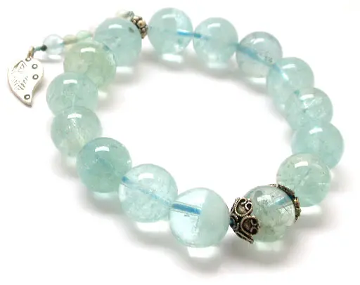 AquaMarine Beads and Silver Bracelet