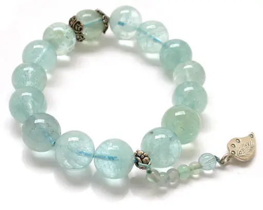 AquaMarine Beads and Silver Bracelet