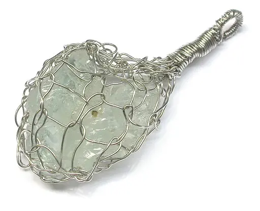 AquaMarine Cluster in Silver Pendant