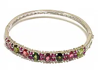 Tourmaline Rock and Silver Bracelet