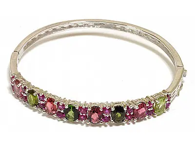 Tourmaline Rock and Silver Bracelet