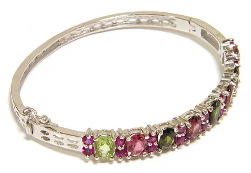 Tourmaline Rock and Silver Bracelet