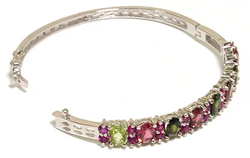 Tourmaline Rock and Silver Bracelet