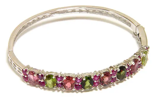 Tourmaline Rock and Silver Bracelet