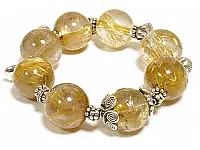 Rutilated Quartz Beads Bracelet with Silver