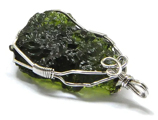 Moldavite in silver Pendant