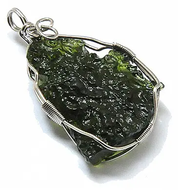 Moldavite in silver Pendant