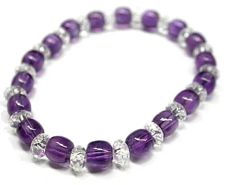 Amethyst and Clear Quartz Beads Bracelet