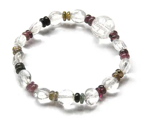 Clear Quartz Bracelet with Tourmaline