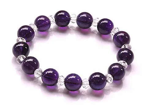 Amethyst and Clear Quartz Beads Bracelet