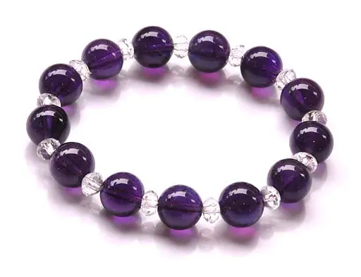 Amethyst and Clear Quartz Beads Bracelet