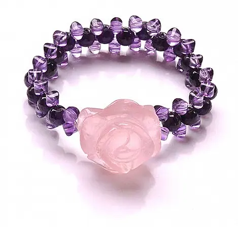 紫水晶手鍊加粉晶玫瑰