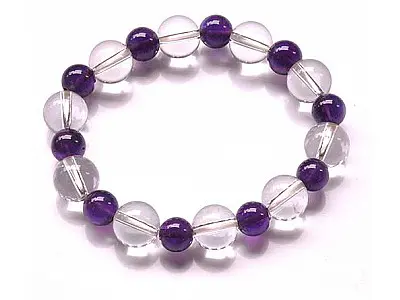 Amethyst and Clear Quartz Beads Bracelet