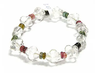 Clear Quartz Bracelet with Tourmaline