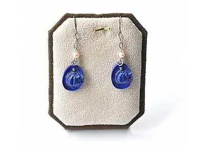 Lapis Pearl Silver Earrings