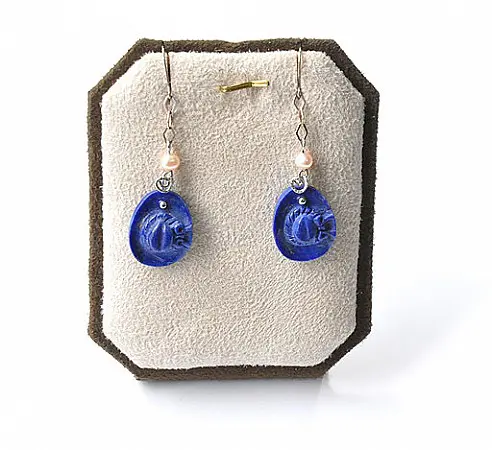 Lapis Pearl Silver Earrings