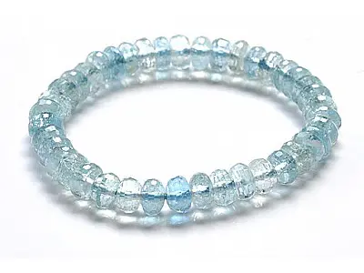 Aquamarine Faceted Beads Bracelet