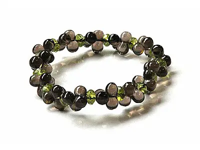 8 Smoky Quartz and Peridot Bracelet