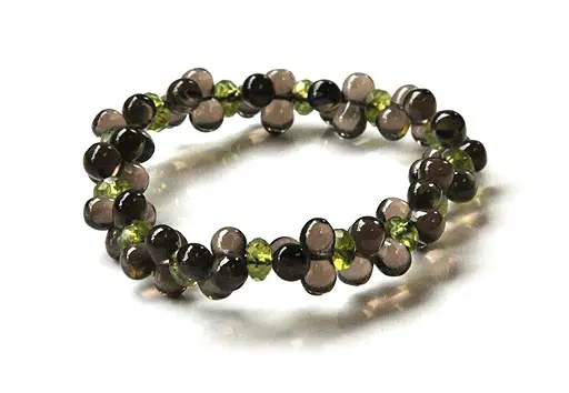 8 Smoky Quartz and Peridot Bracelet