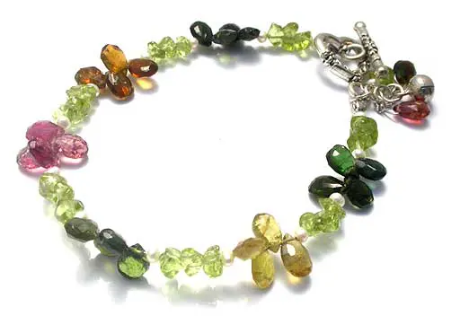 Tourmaline Peridot Pearl Bracelet