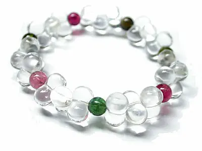 Clear Quartz Bracelet ~ 6 mm Tourmaline