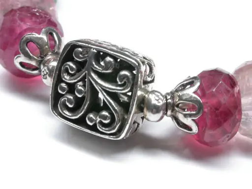 32 Bead Tourmaline and Silver Bracelet