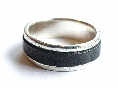 Leather Silver Ring