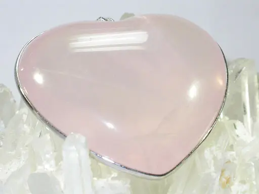 Rose Quartz Heart Pendant in Silver
