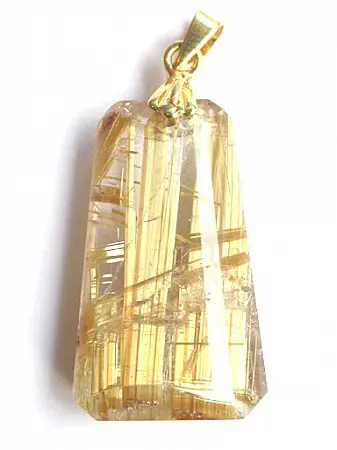 Rutilated Quartz Pendant with 18K Gold Clasp