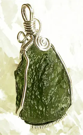 Moldavite in Silver Pendant