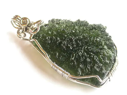 Moldavite in Silver Pendant