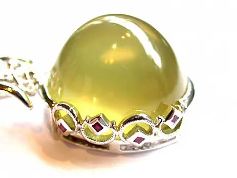 Lemon Stone and Ruby Pendant