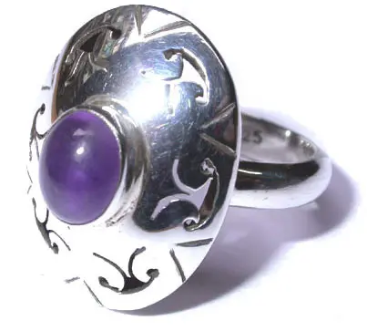紫水晶銀戒指