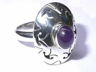 紫水晶銀戒指