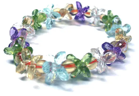 Amethyst Topaz Peridot Tourmaline and Clear Quartz Bracelet