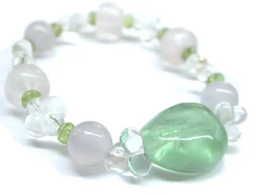 Fluorite Bracelet with Rose and Clear Quartz