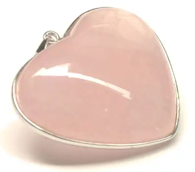 Rose Quartz Heart Pendant in Silver