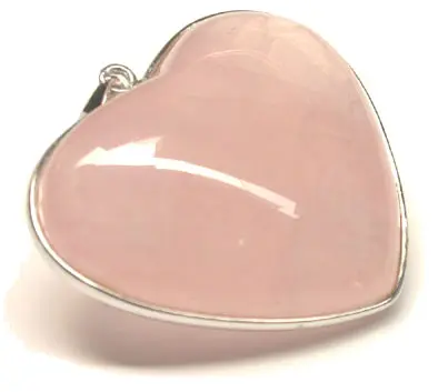 Rose Quartz Heart Pendant in Silver