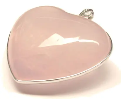 Rose Quartz Heart Pendant in Silver