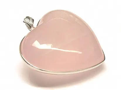 Rose Quartz Heart Pendant in Silver