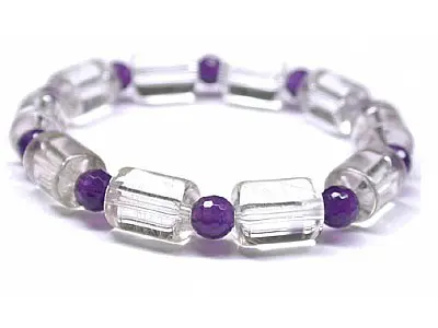 Rutilated Quartz and Amethyst Bracelet