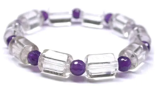 Rutilated Quartz and Amethyst Bracelet