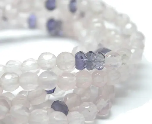 Rose Quartz and Iolite Bead Bracelet