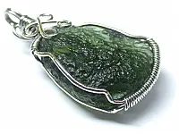 Moldavite in Silver Pendant