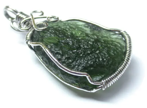 Moldavite in Silver Pendant