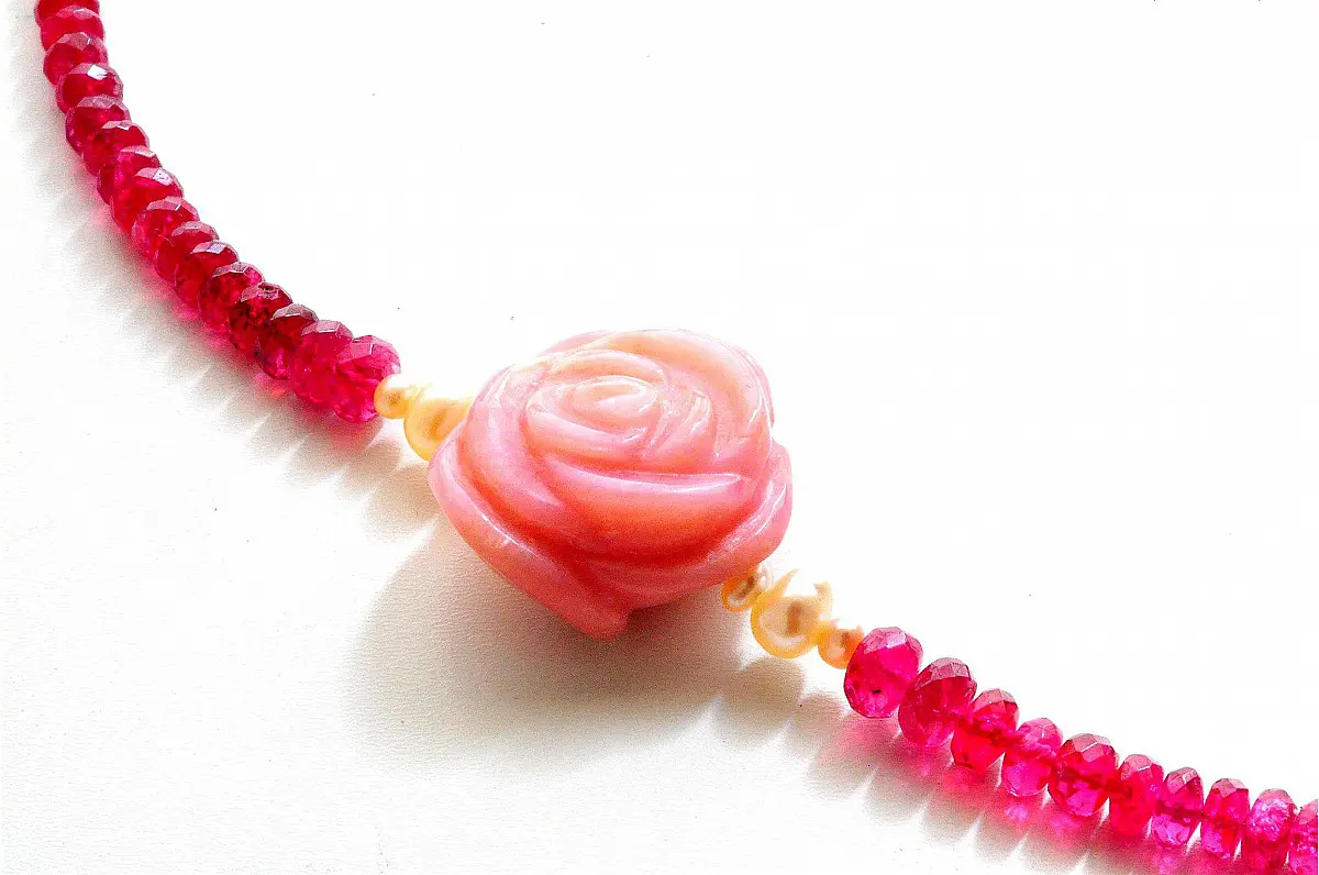 Ruby and Pink Opal Necklace