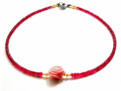 Ruby and Pink Opal Necklace