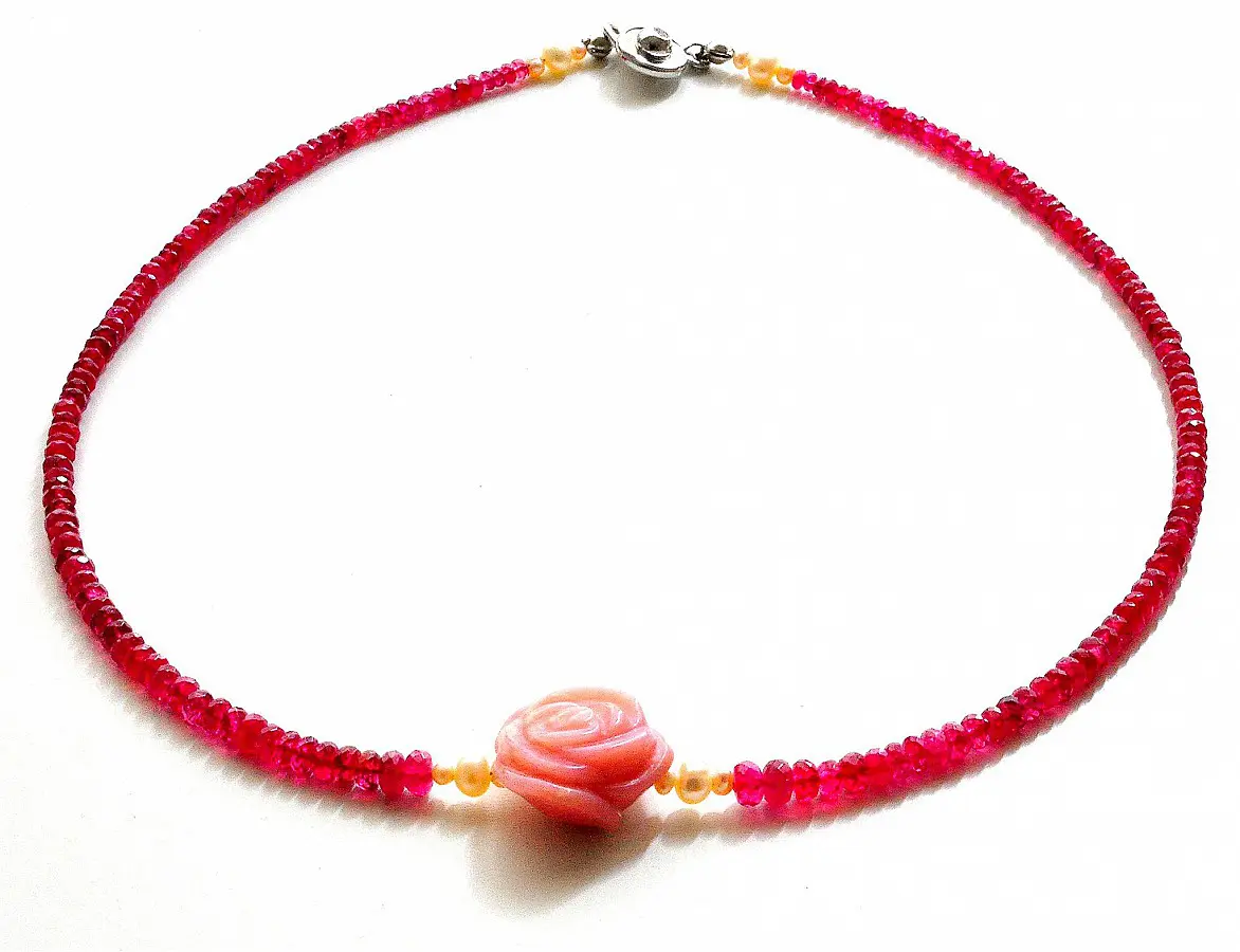 Ruby and Pink Opal Necklace