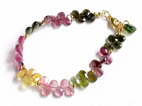 Genuine Tourmaline AAA Teardrop faceted briolette bracelet