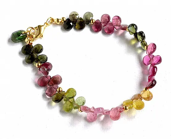 Genuine Tourmaline AAA Teardrop faceted briolette bracelet